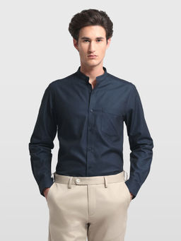 Arrow - Men Navy Blue Textured Manhattan Slim Fit Shirt