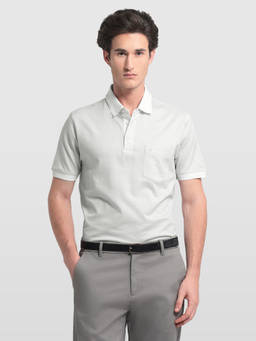 Arrow - Men Grey Geometric Patterned Knit Regular Fit Polo T-Shirt