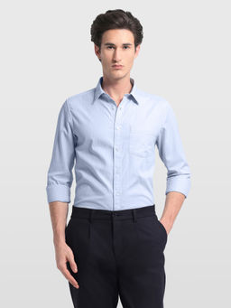 Arrow Sports - Men Blue Textured Chelsea Slim Fit Shirt