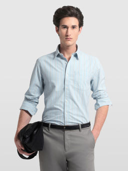 Arrow Sports - Men Blue Chelsea Slim Fit Oxford Shirt