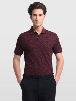 Arrow Sports - Men Purple Floral Printed Regular Fit Polo T-Shirt