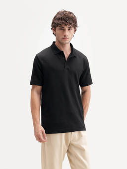 Rare Rabbit - Men Davin-P Black Cotton Blend Polo T-Shirt
