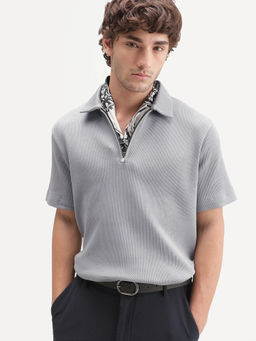 Rare Rabbit - Men Dreak Light Grey Cotton Blend Polo T-Shirt