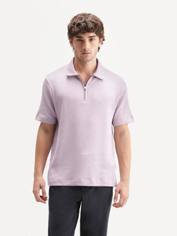 Rare Rabbit - Men Dreak Lavender Cotton Blend Polo T-Shirt
