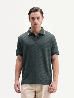Rare Rabbit - Men Lumos Dark Green Cotton Blend Polo T-Shirt