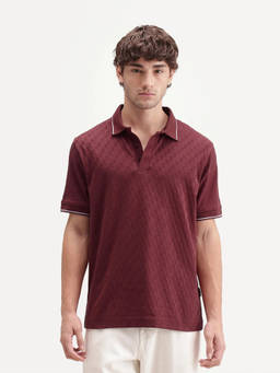 Rare Rabbit - Men Lumos Maroon Cotton Blend Polo T-Shirt
