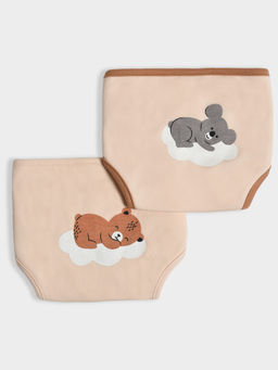 Mi Arcus - Printed Reuseable and Washable Cloth Diaper Cover 3-6 M Pack of 2 Peach