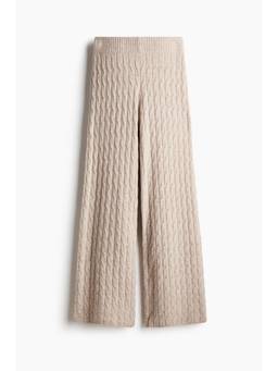 H&M - Women Beige Cable-Knit Trousers