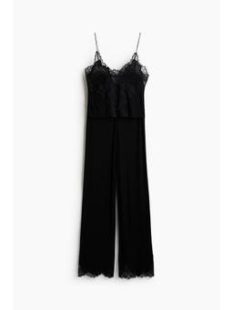 H&M - Women Black Lace-Trimmed Pyjamas and Top