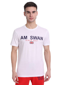 AM SWAN - Mens Printed White T-shirt
