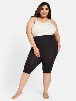 Secrets By ZeroKaata - Plus Size Women Black-Colored High-Waist Tummy Tucker & Thigh Shaper