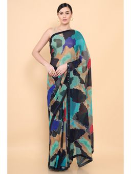 Soch - Women Multi Color Georgette Printed Saree with Unstitched Blouse