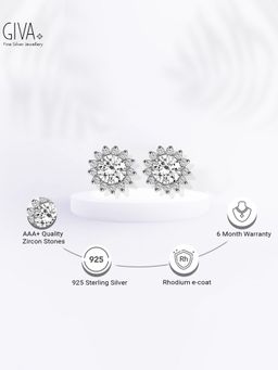 GIVA - Sterling Silver Shining Bossom Earrings with Swarovski Crystals