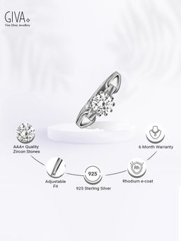 GIVA - Sterling Silver Loop Ring with Swarovski Crystal