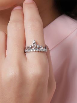 GIVA - 925 Sterling Silver Sparkling Crown Adjustable Ring for Women and Girls