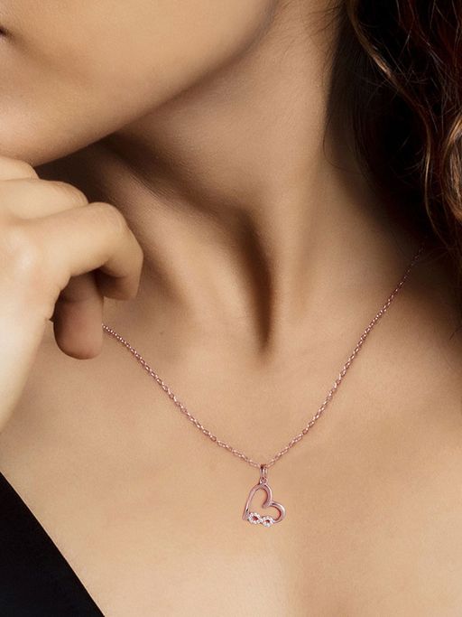 Buy GIVA 925 Sterling Rose Gold Infinity Heart Pendant with Link