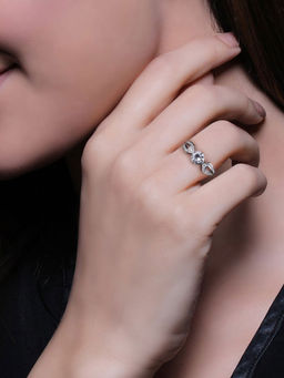 GIVA - 925 Sterling Silver Zircon Elegant Loop Adjustable Ring For Women