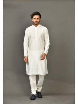Simaaya - Premium Quality Cotton Silk Kurta with Churidar - White (Set of 2)