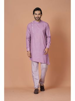 Simaaya - Premium Quality Cotton Silk Angrakha Kurta with Churidar - Purple (Set of 2)