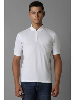 Louis Philippe - Men White Solid Collar Neck T-Shirt