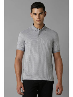 Louis Philippe - Men Grey Printed Collar Neck T-Shirt