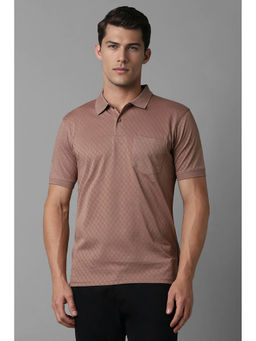 Louis Philippe - Men Brown Printed Collar Neck T-Shirt