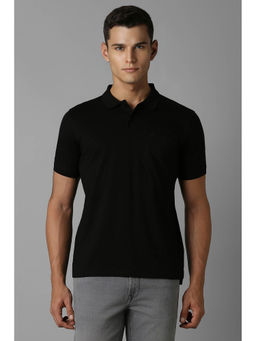 Louis Philippe - Men Black Solid Collar Neck T-Shirt