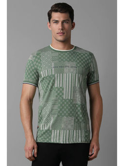 Louis Philippe - Men Green Printed Round Neck T-Shirt