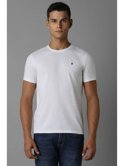 Louis Philippe - Men White Solid Round Neck T-Shirt