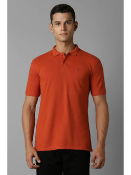 Louis Philippe - Men Orange Solid Collar Neck T-Shirt