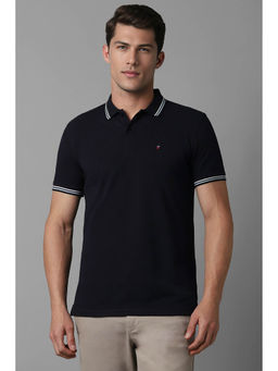 Louis Philippe - Men Black Solid Collar Neck T-Shirt