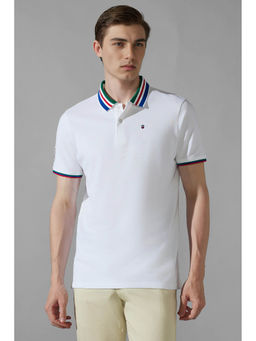 Louis Philippe - Men White Solid Collar Neck T-Shirt