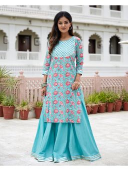 Ghoomar Jaipur - Lotus Jaal Print Kurta (Set of 2)