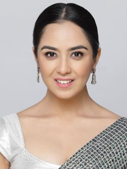 ZENEME - Rose Gold Gun Metal Toned American Diamond Studded Minimalist Drop Earrings for Women