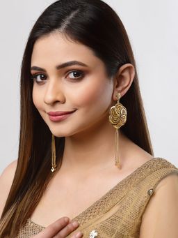 ZENEME - Gold Plated Alloy Floral Drop Danglers Earring for Women