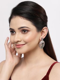 ZENEME - Rose Gold Plated Gun Metal Toned Contemporary Dangler Earrings for Women