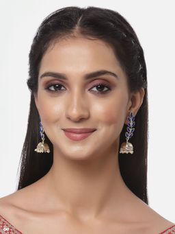 ZENEME - Gold-Plated Crawler Leaf Shaped Jhumkas Earrings for Women