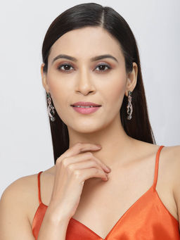 ZENEME - Rose Gold Gunmetal Toned Green American Diamond Quirky Studs Earrings for Women