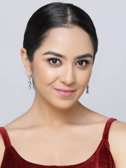 ZENEME - Rhodium Plated Brass Crystal Ad Geometric Drop Contemporary Earrings for Women