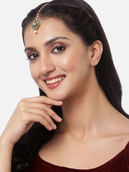 ZENEME - Gold Plated Floral Style Attractive Maang-Tikka with Pearls for Girls & Women