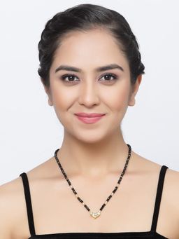 ZENEME - Gold-Plated Stones Studded Kundan Beaded Mangalsutra for Women