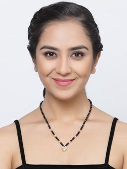 ZENEME - Gold-Plated Stones Studded Kundan Beaded Mangalsutra for Women