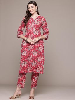 Readiprint - Cotton Red Colour Kurta and Pant (Set of 2)