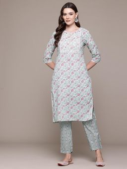 Readiprint - Cotton Sea Green Colour Kurta and Pant (Set of 2)