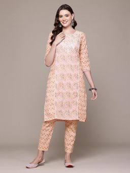 Readiprint - Cotton Floral Peach Colour Kurta and Pant (Set of 2)