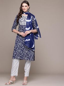 Readiprint - Rayon Navy Blue Colour Kurta and Pant with Dupatta (Set of 3)