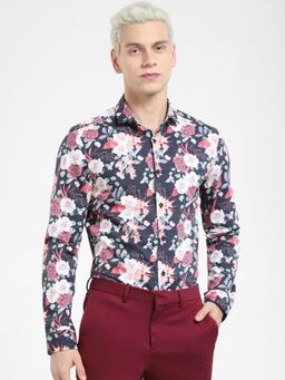 Jack & Jones - Mauve Floral Full Sleeves Shirt