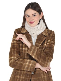 Monte Carlo - Women Polyester Blend Off White Solid Muffler