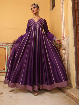 Amoree - Kilolo Embroidered Anarkali and Dupatta (Set of 2)