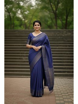 Anjaneya Sarees - Blue Designer Banarasi Silk Kanjivaram Saree with Unstitched Blouse
